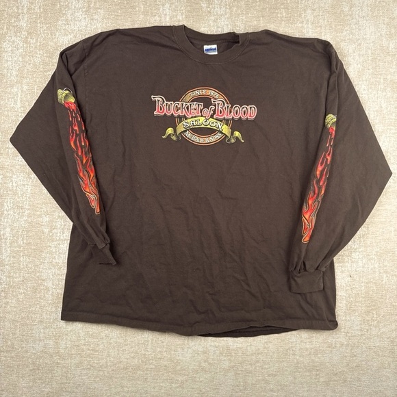 None Other - Bucket of Blood Saloon 3XL Long Sleeve Shirt Harley Davidson Biker 1876 Nevada